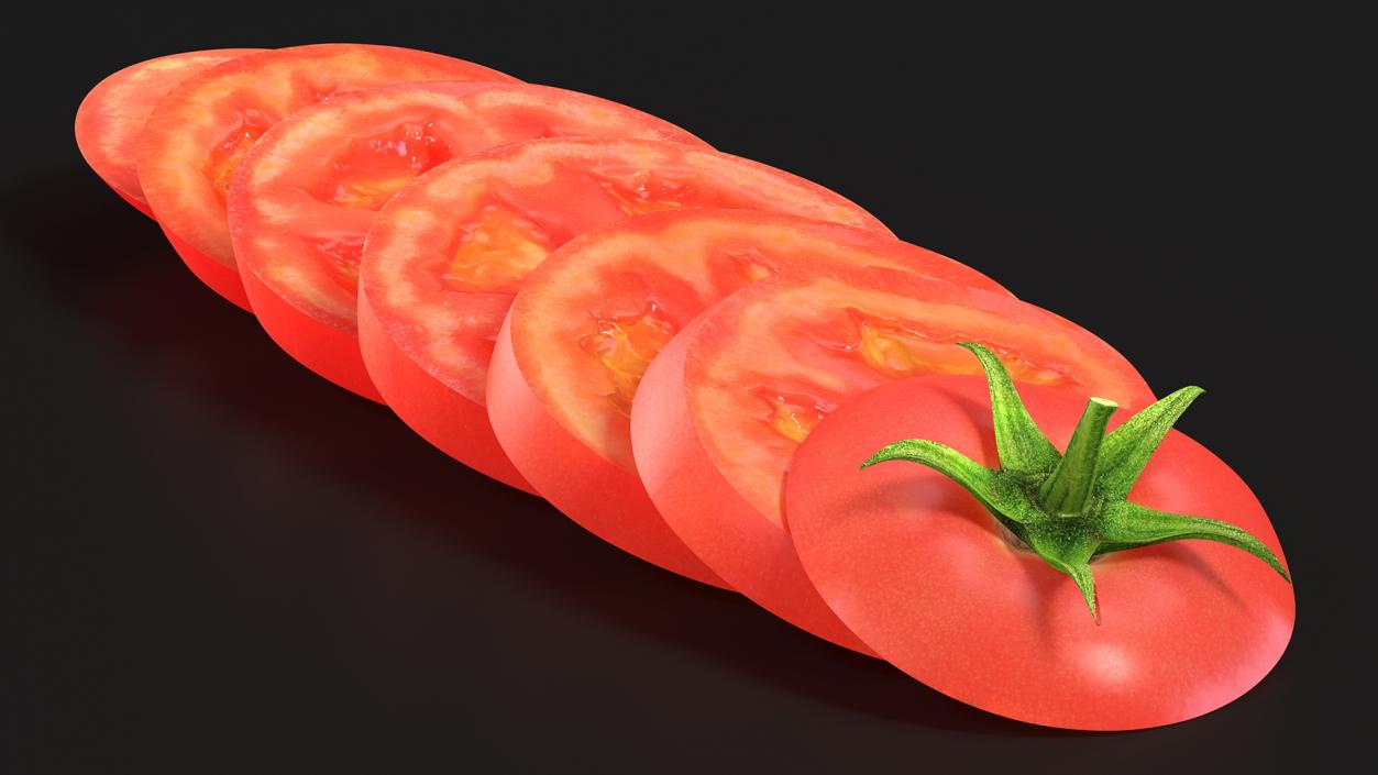 Sliced Tomato Lying 3D model