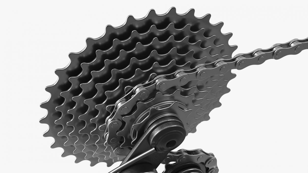 Bicycle Derailleur with Chain 3D model