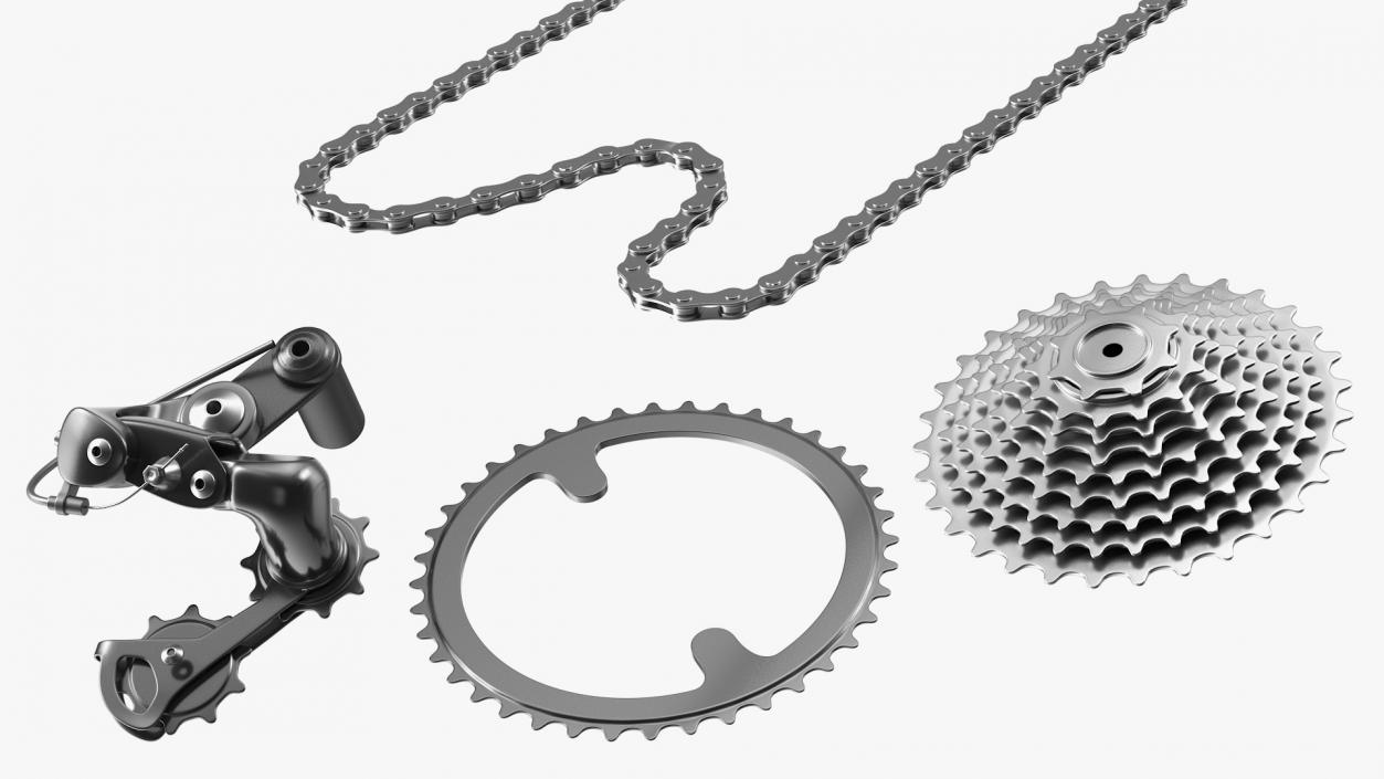 Bicycle Derailleur with Chain 3D model