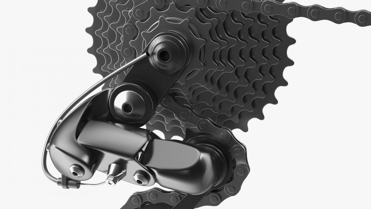 Bicycle Derailleur with Chain 3D model