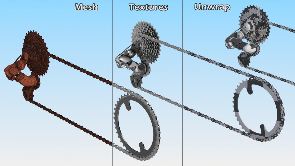 Bicycle Derailleur with Chain 3D model