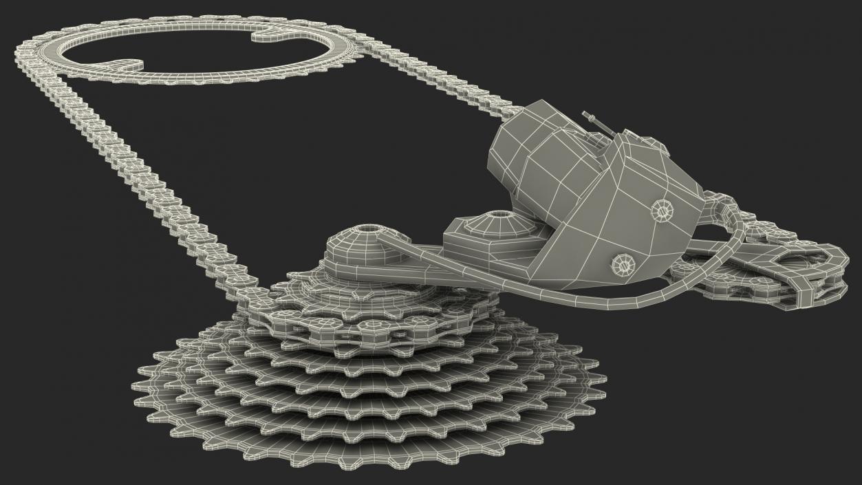 Bicycle Derailleur with Chain 3D model