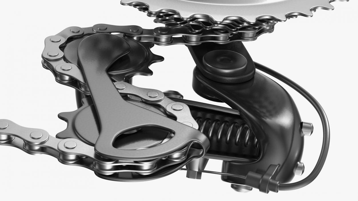 Bicycle Derailleur with Chain 3D model