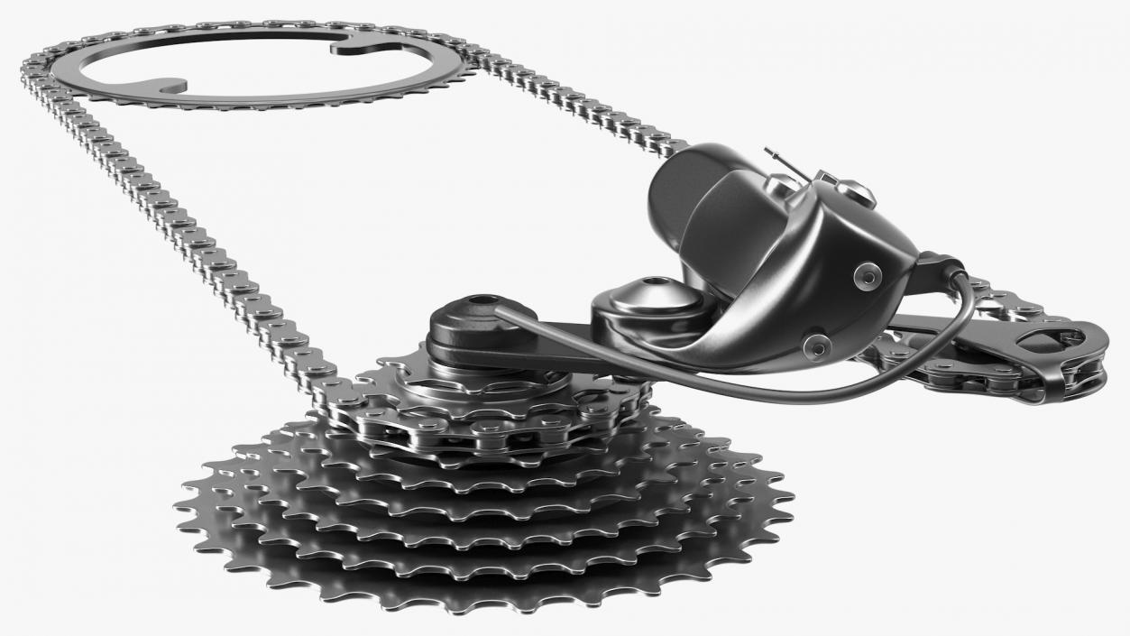 Bicycle Derailleur with Chain 3D model