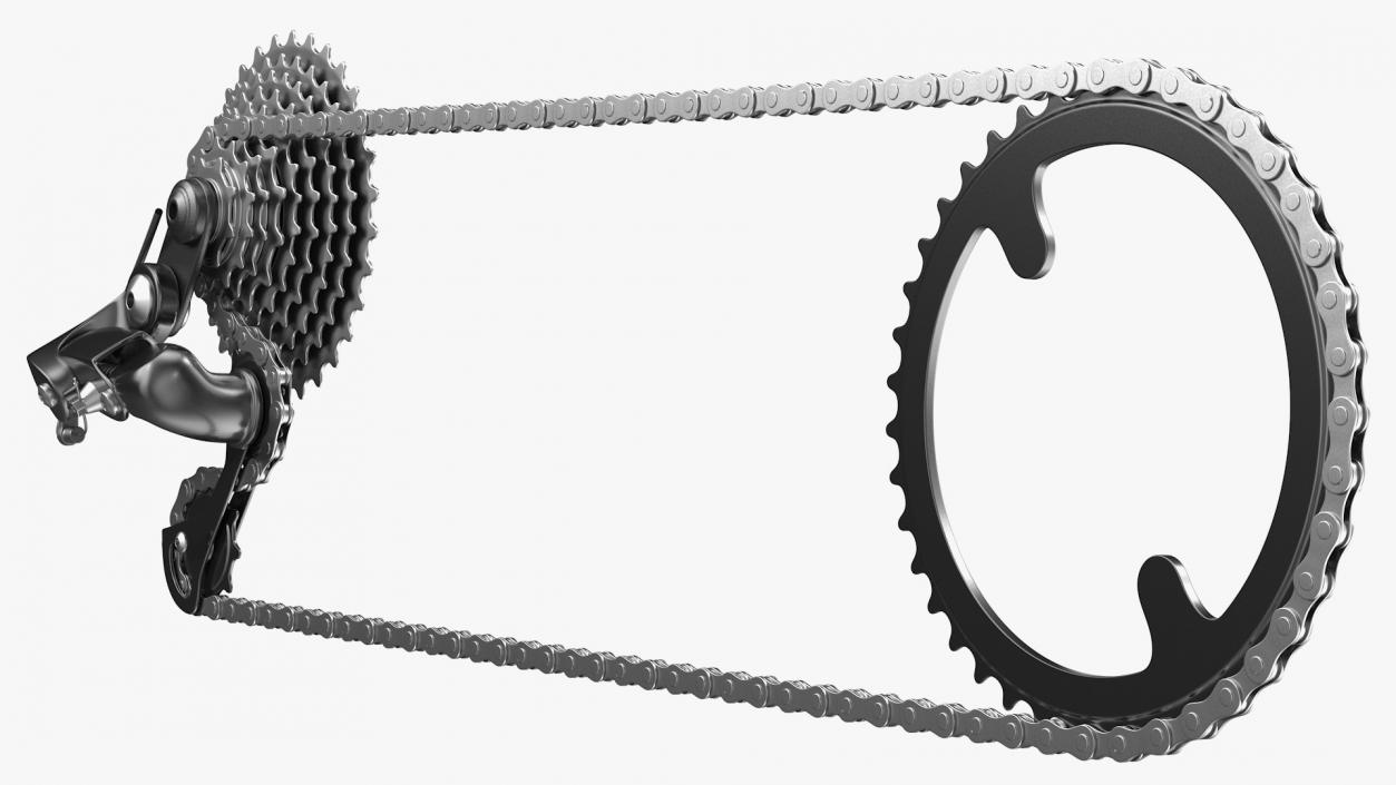 Bicycle Derailleur with Chain 3D model