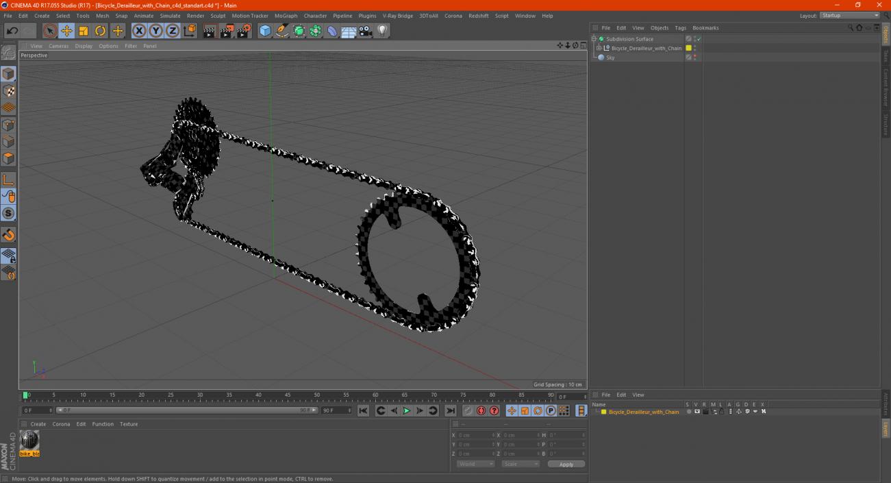 Bicycle Derailleur with Chain 3D model