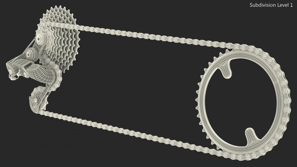 Bicycle Derailleur with Chain 3D model