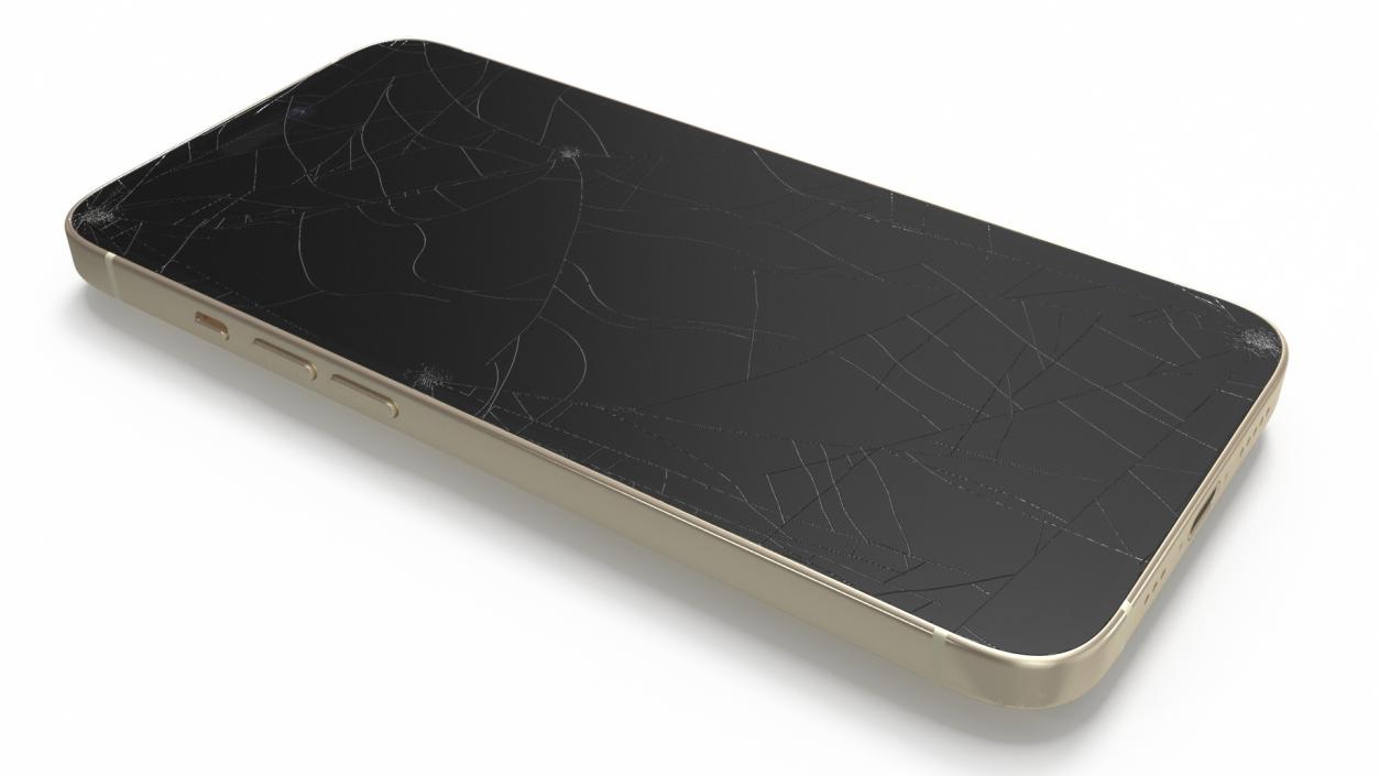 IPhone 15 Plus Golden Cracked Glass 2 3D