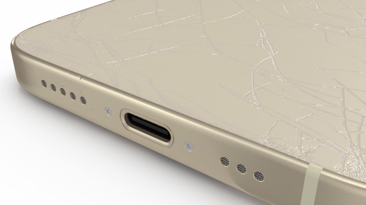 IPhone 15 Plus Golden Cracked Glass 2 3D