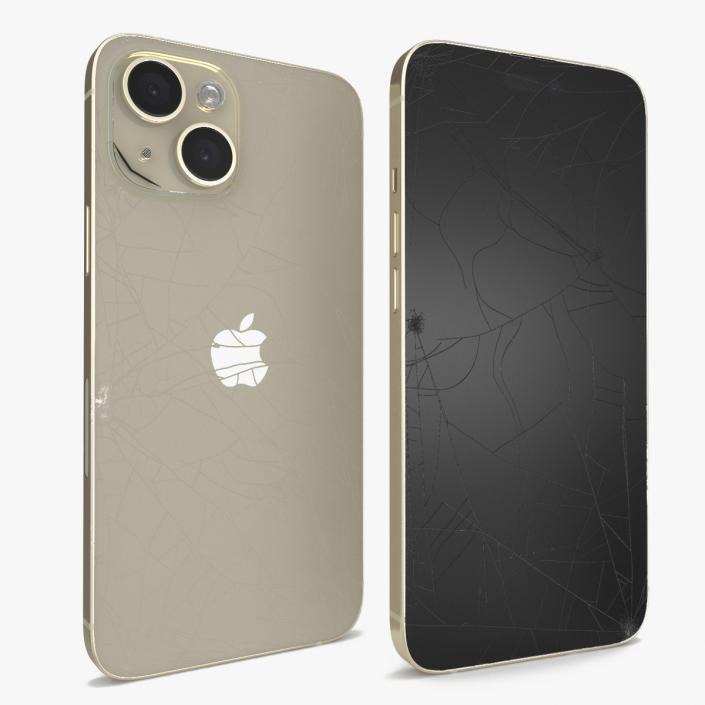 IPhone 15 Plus Golden Cracked Glass 2 3D