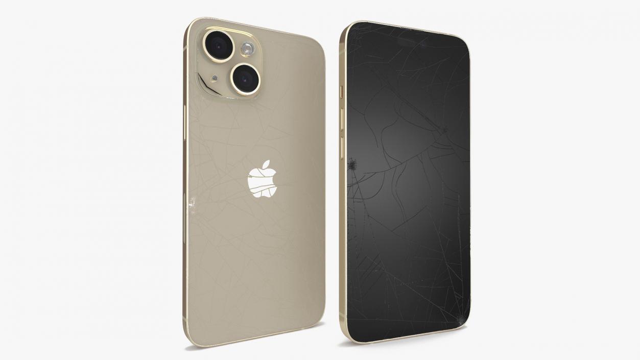 IPhone 15 Plus Golden Cracked Glass 2 3D