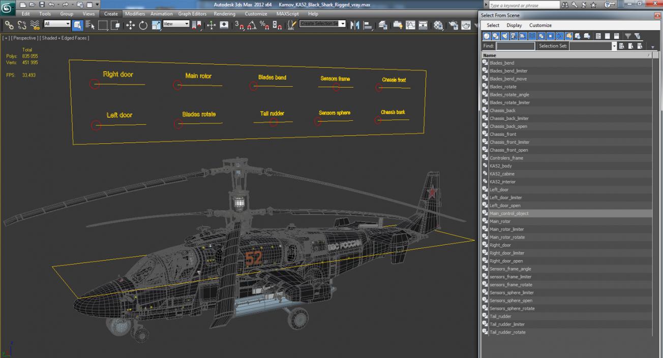 Kamov KA52 Black Shark Rigged 3D model