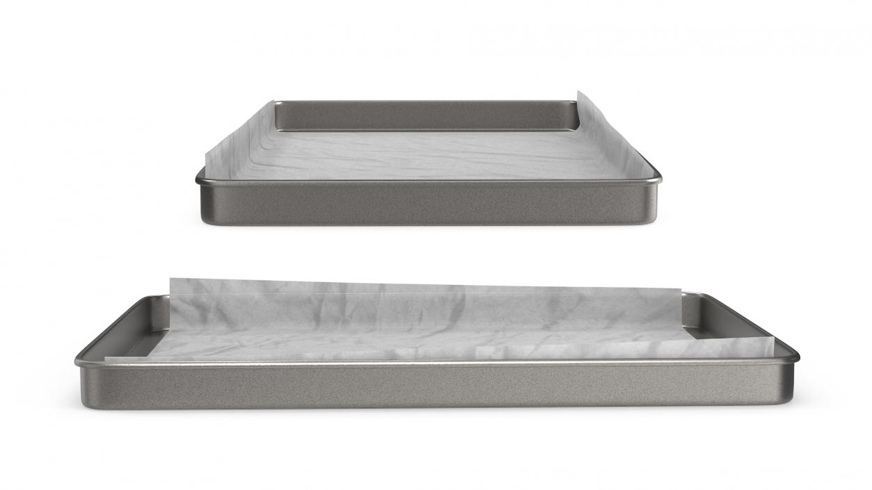 Oven Tray with Parchment Paper 2 3D