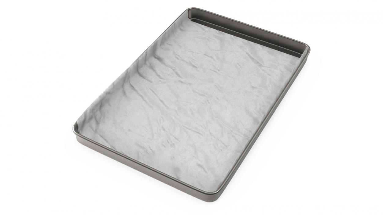 Oven Tray with Parchment Paper 2 3D