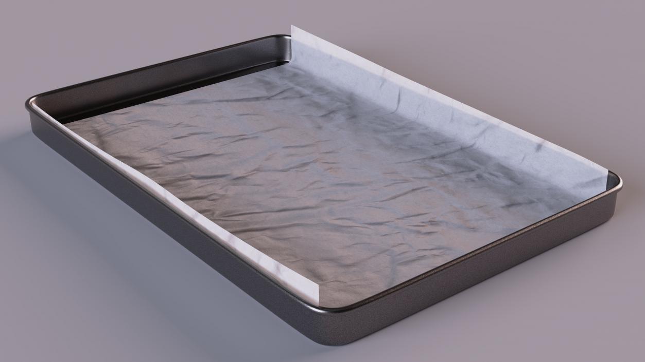 Oven Tray with Parchment Paper 2 3D