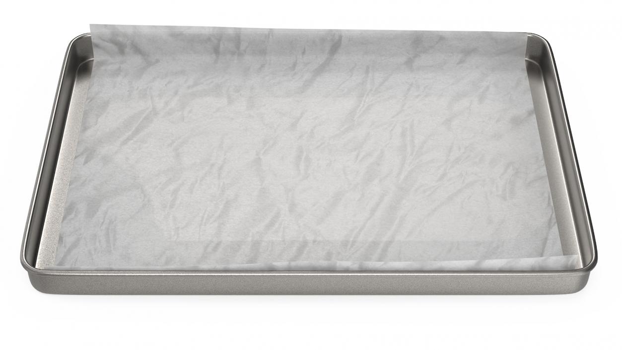 Oven Tray with Parchment Paper 2 3D