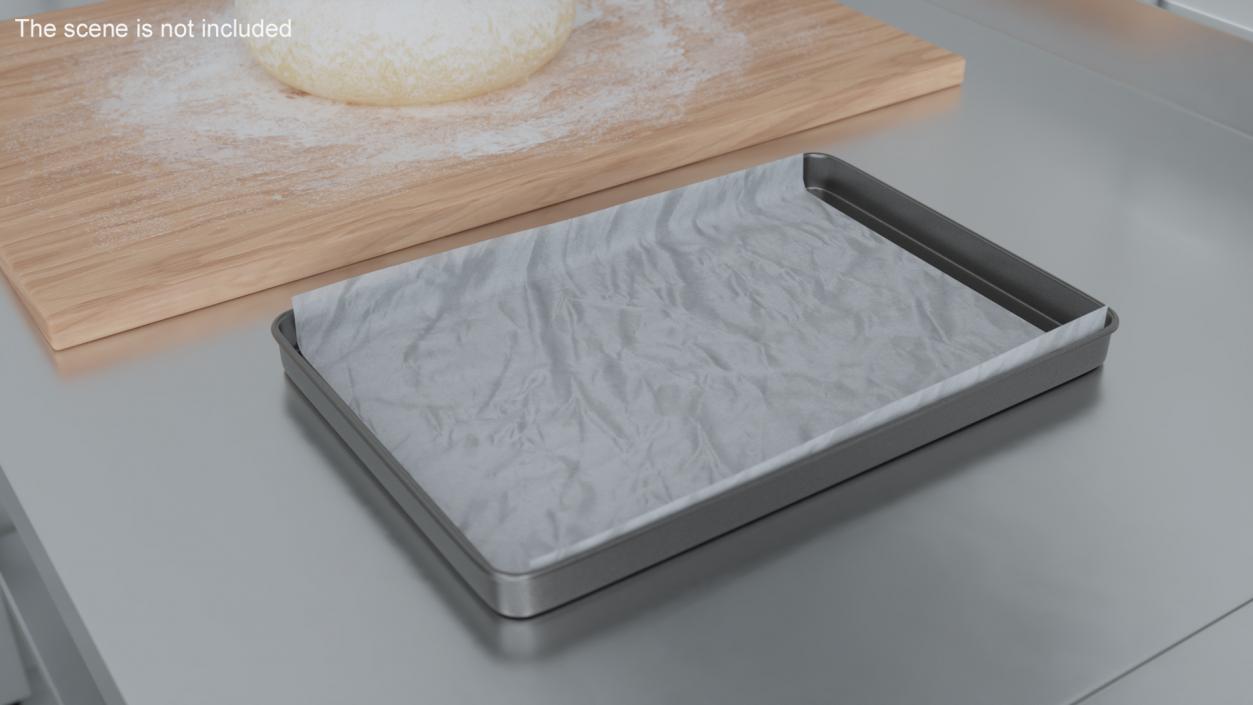 Oven Tray with Parchment Paper 2 3D