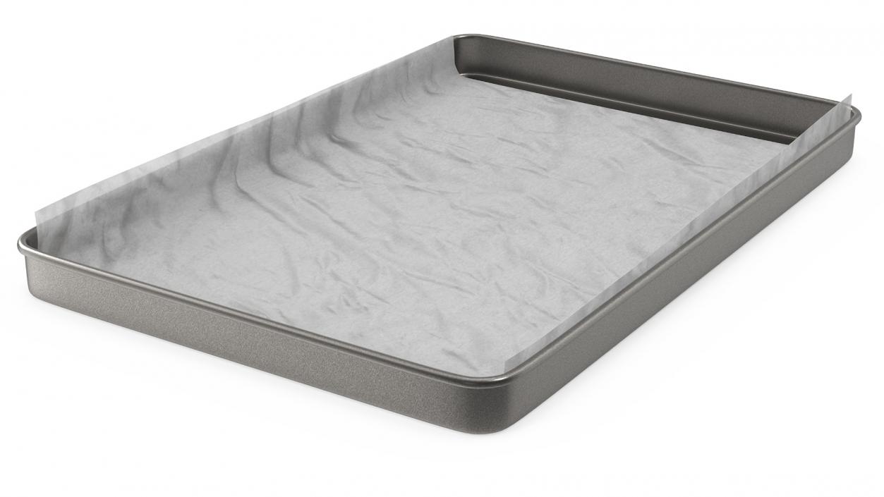 Oven Tray with Parchment Paper 2 3D