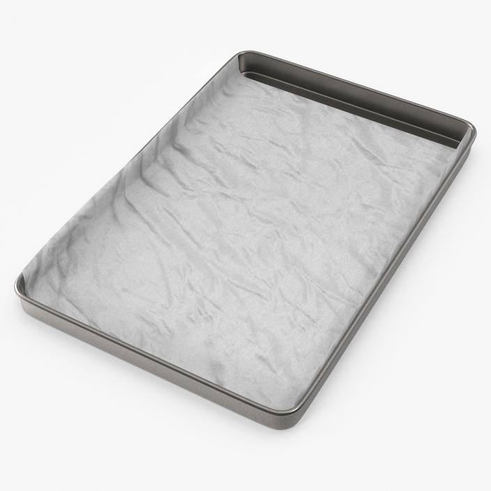 Oven Tray with Parchment Paper 2 3D