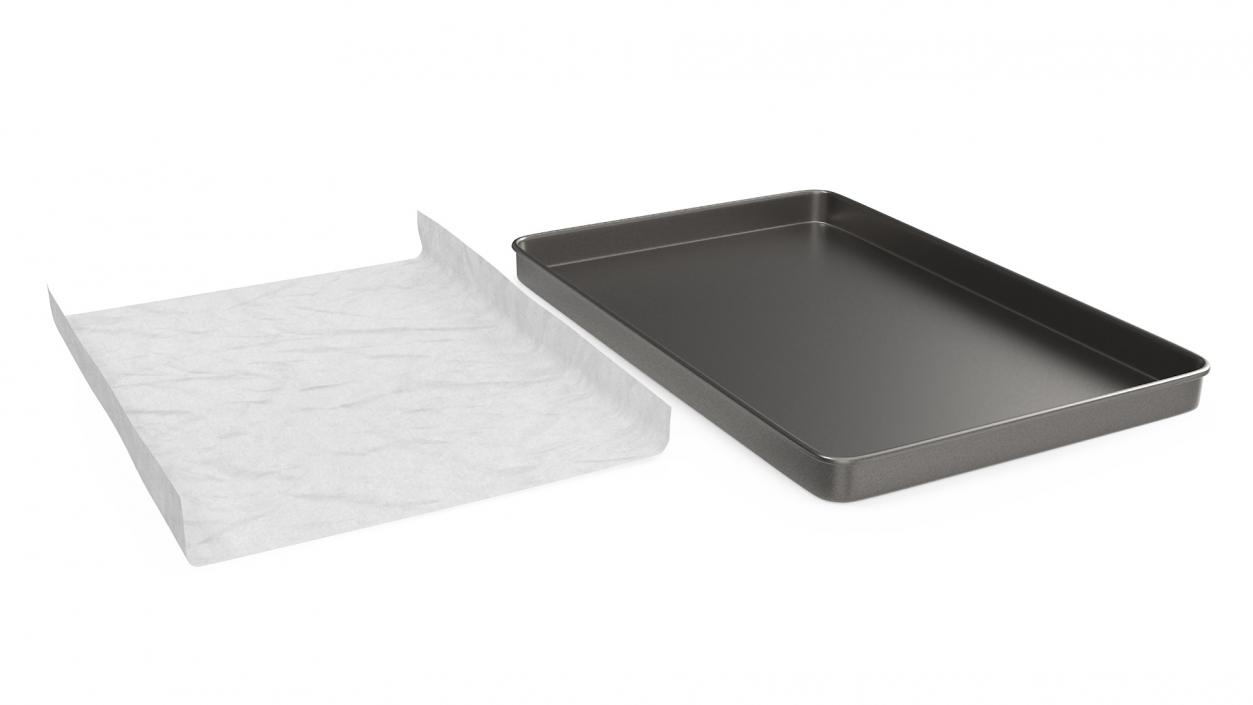 Oven Tray with Parchment Paper 2 3D