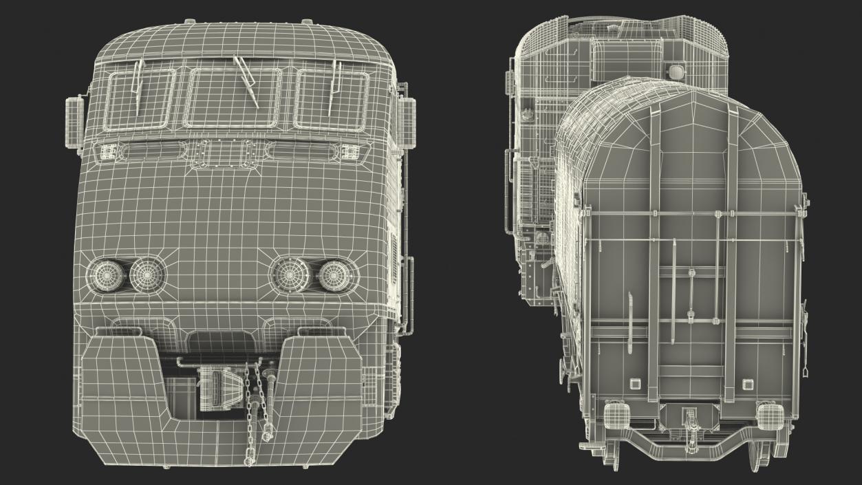 3D model Diesel Electric Locomotive with Tarpaulin Freight Wagon