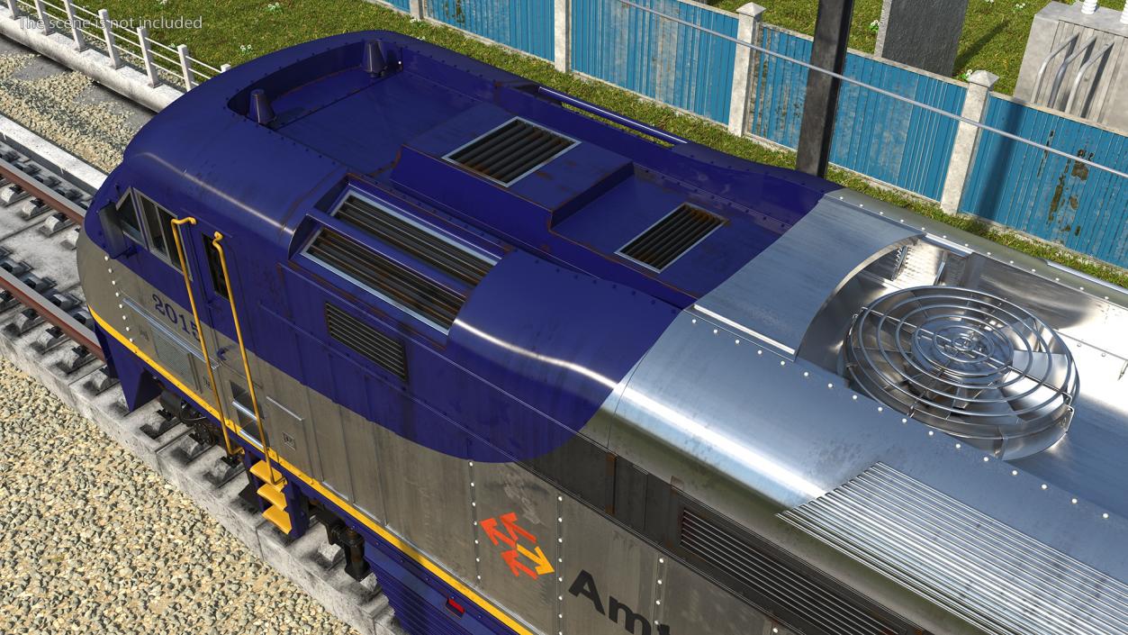 3D model Diesel Electric Locomotive with Tarpaulin Freight Wagon