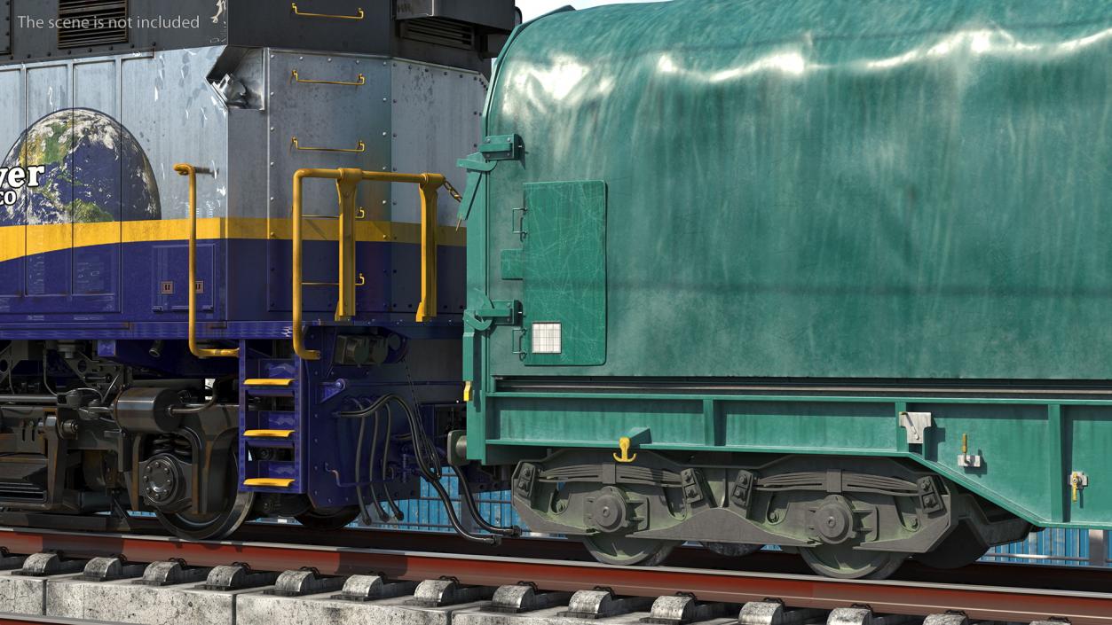 3D model Diesel Electric Locomotive with Tarpaulin Freight Wagon