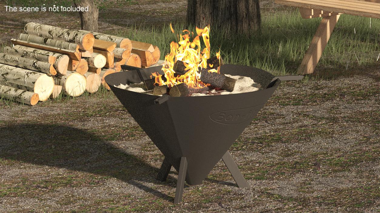 3D Fire Pit Cone with Bonfire