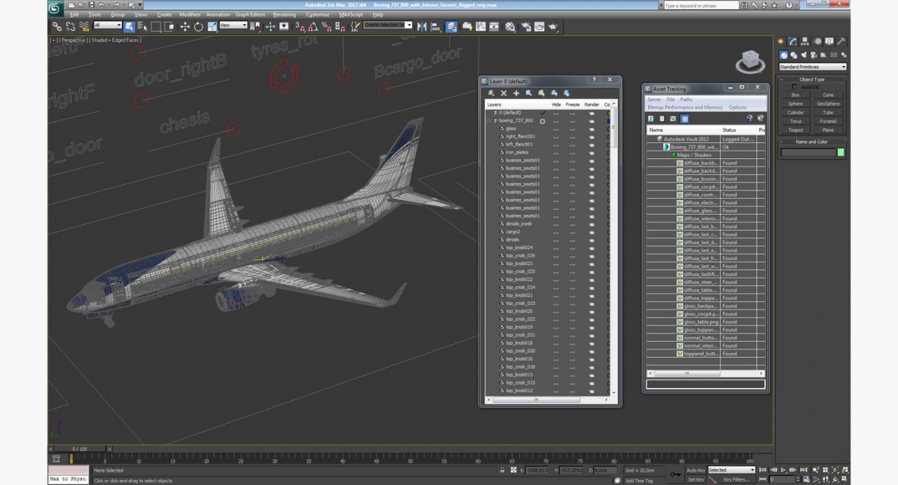 3D Boeing 737-800 with Interior Generic Rigged model