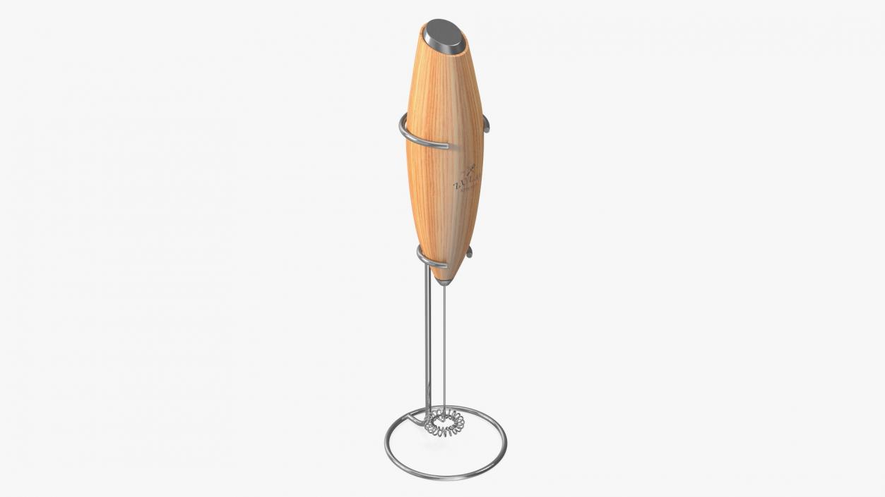 Milk Frother Zulay Wooden with Holder 3D