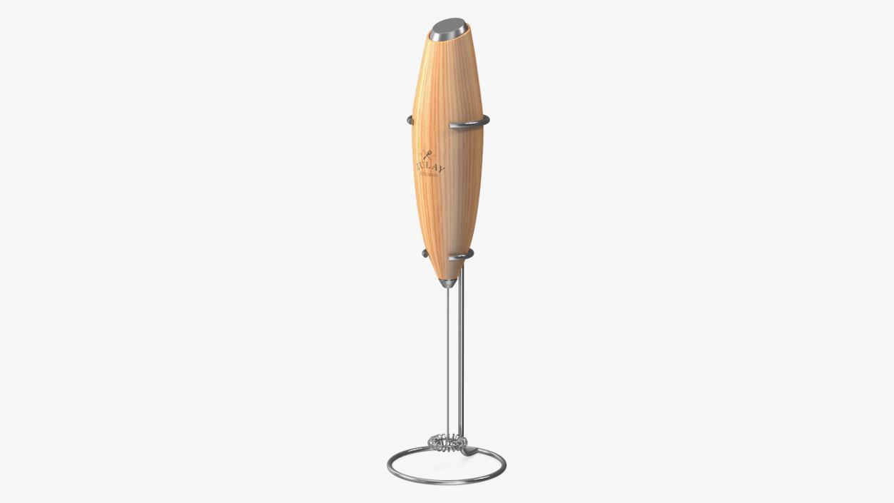 Milk Frother Zulay Wooden with Holder 3D