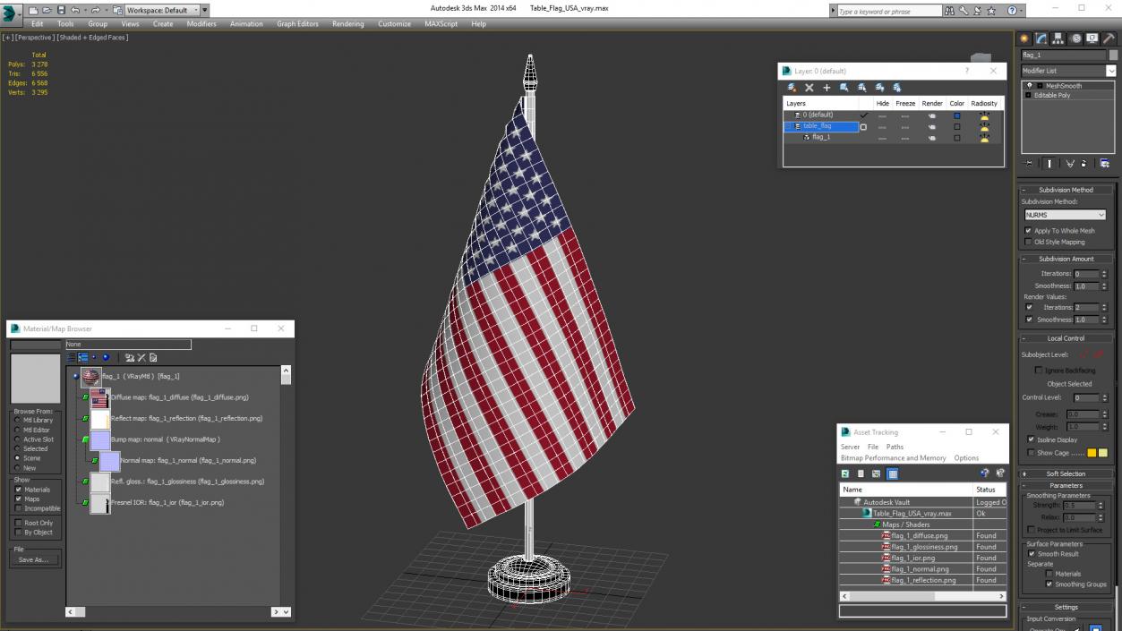 Table Flag USA 3D model