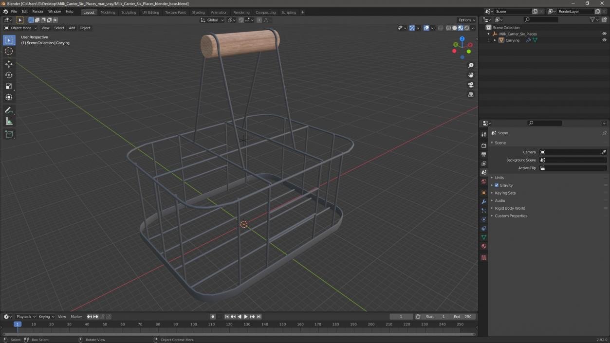 3D Milk Carrier Six Places model