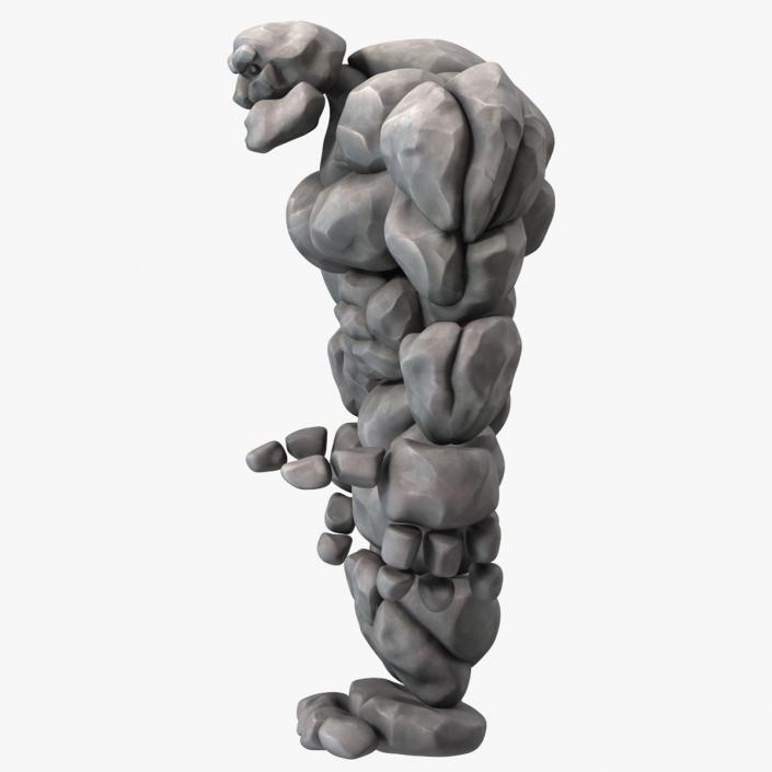 3D model Character Stone Golem Cartoon Gray Rigged for Modo