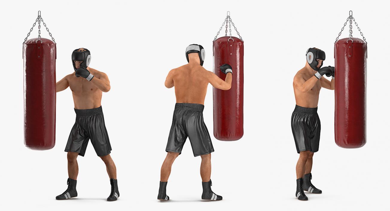 3D Boxer with Punching Bag model