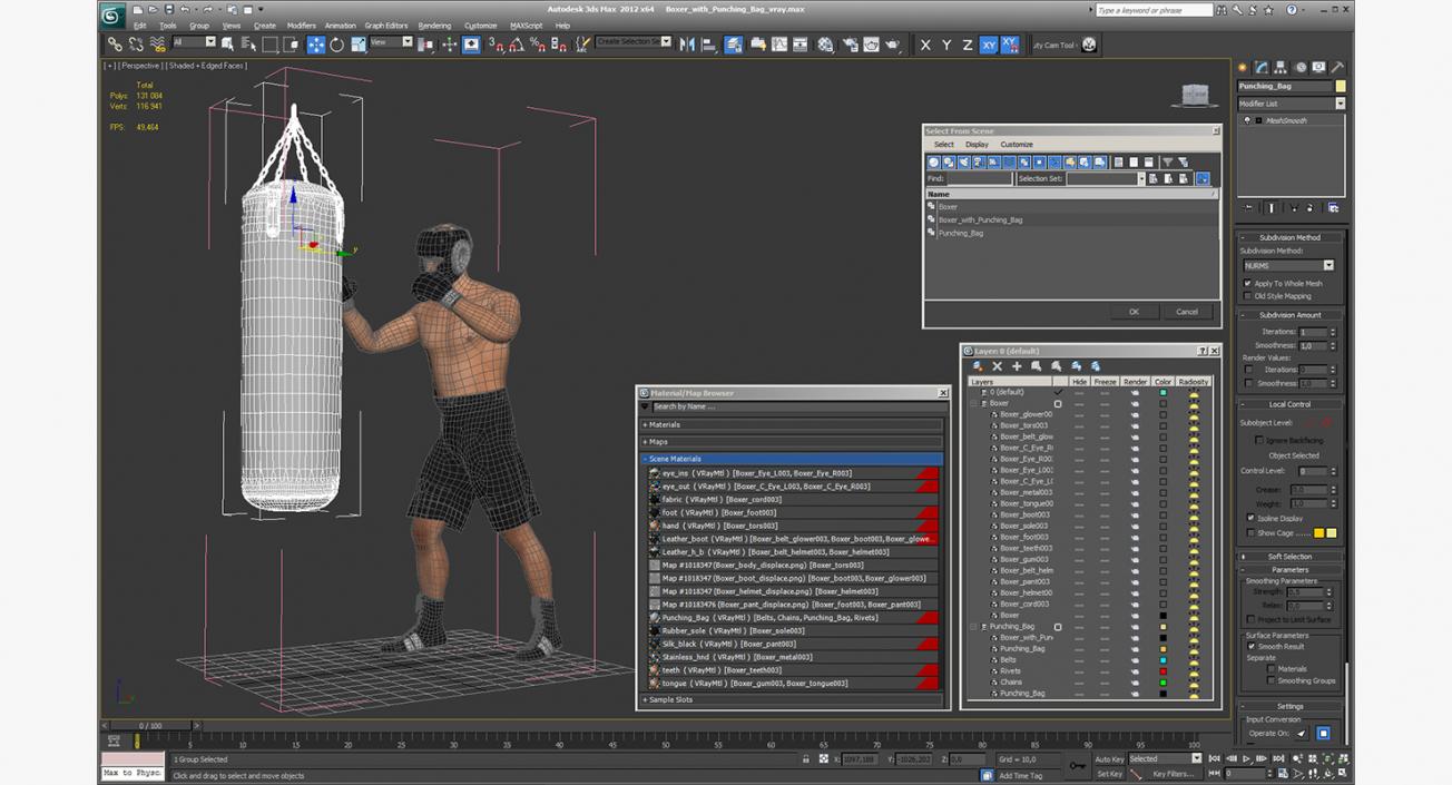 3D Boxer with Punching Bag model