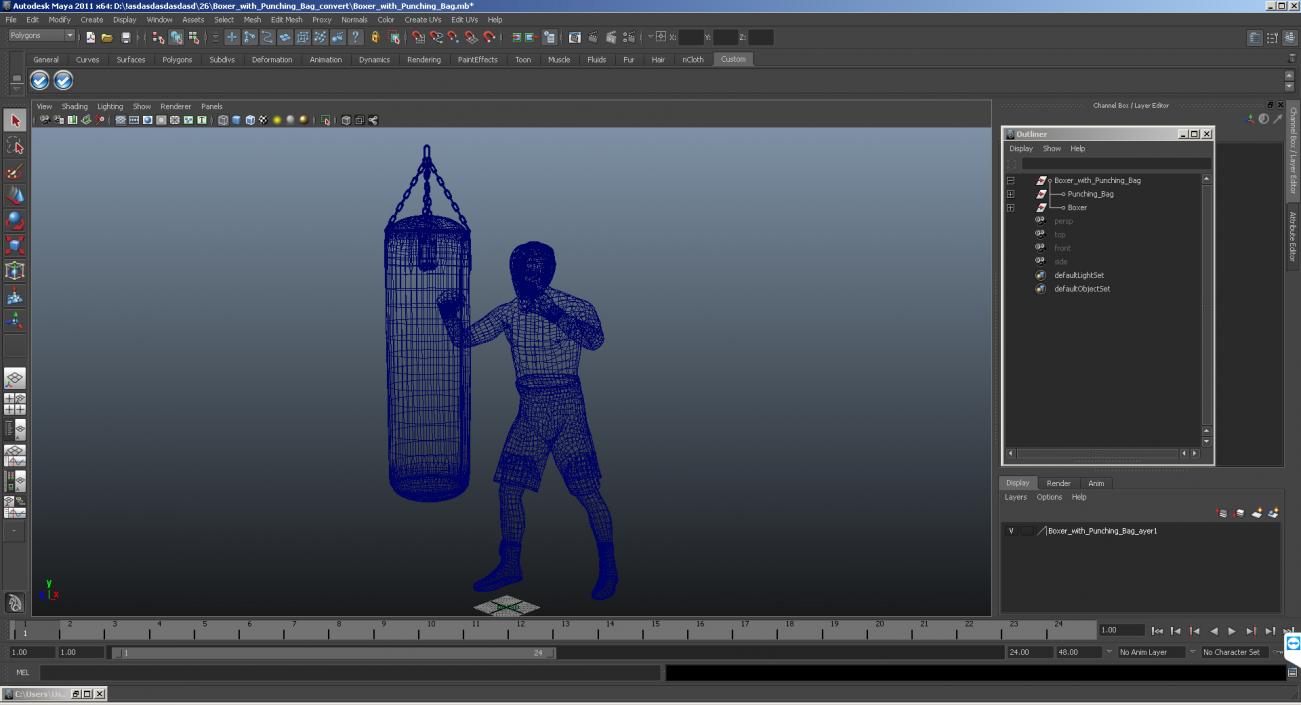 3D Boxer with Punching Bag model