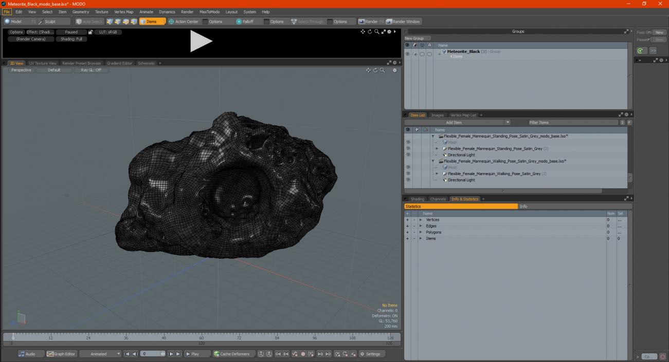 3D model Meteorite Black