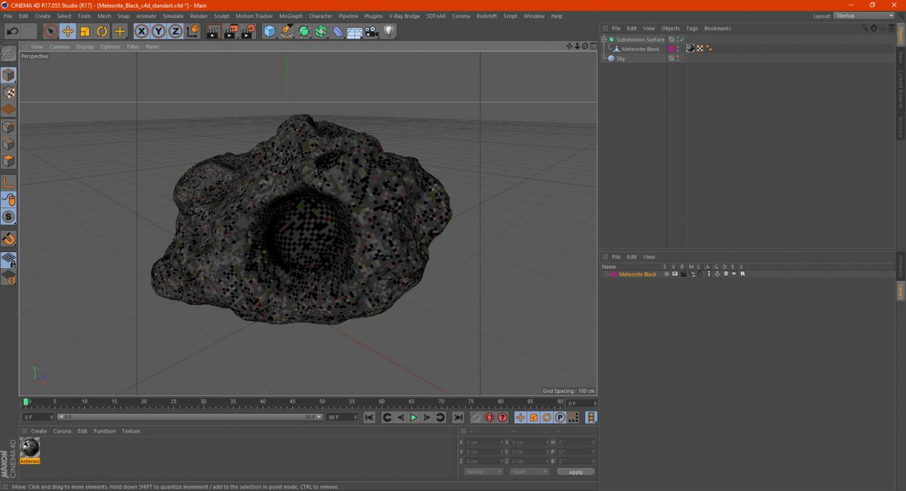 3D model Meteorite Black