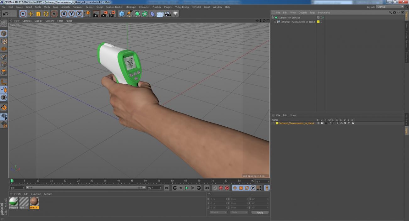 3D Infrared Thermometer in Hand model