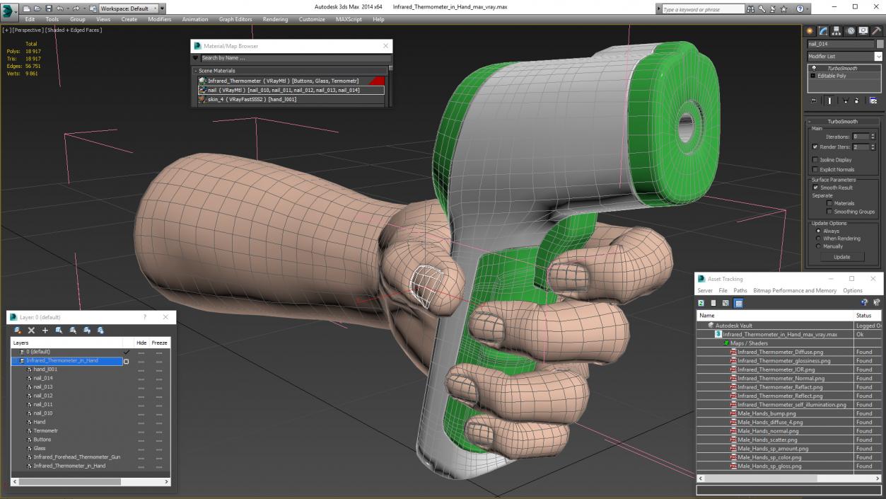 3D Infrared Thermometer in Hand model