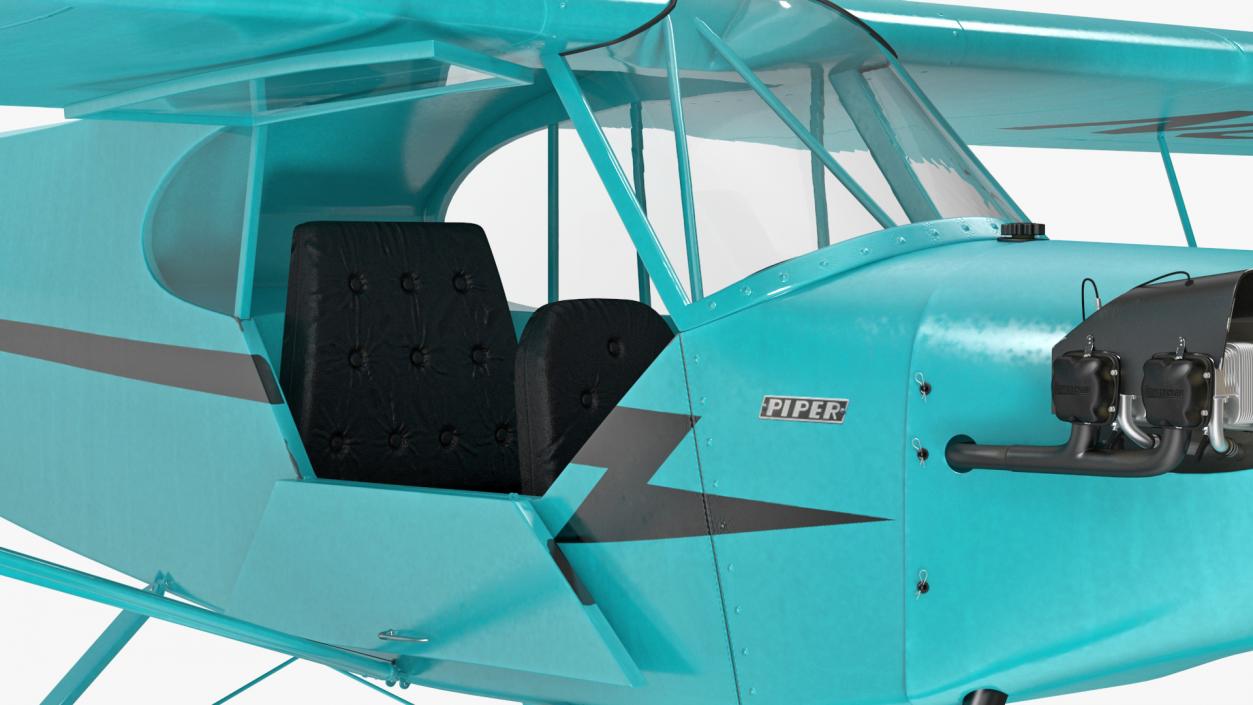 3D Seaplane Aircraft Piper J-3 with Floats Rigged