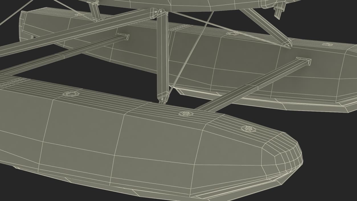 3D Seaplane Aircraft Piper J-3 with Floats Rigged