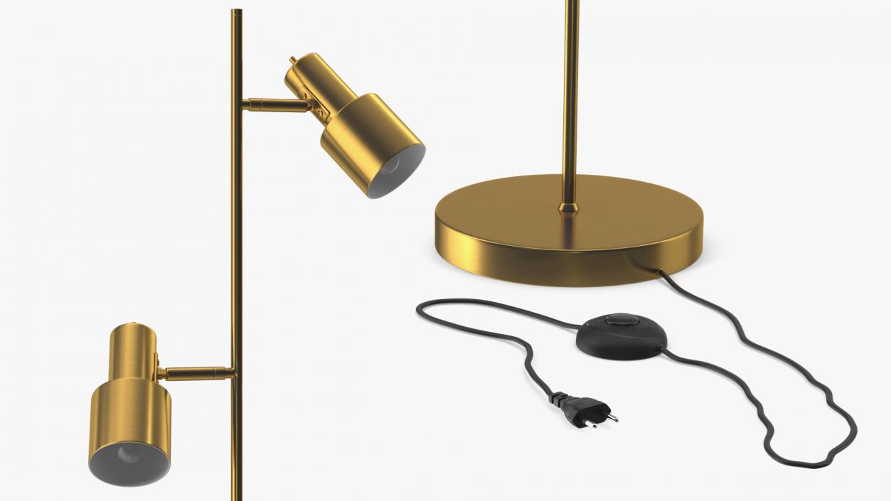 Two Shades Floor Lamp Brass 3D