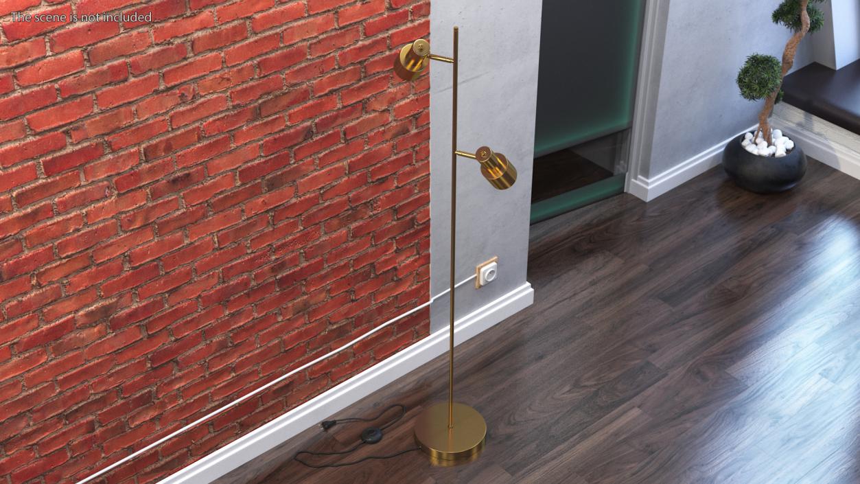 Two Shades Floor Lamp Brass 3D