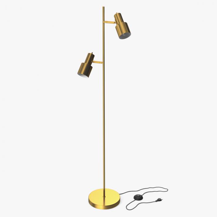 Two Shades Floor Lamp Brass 3D