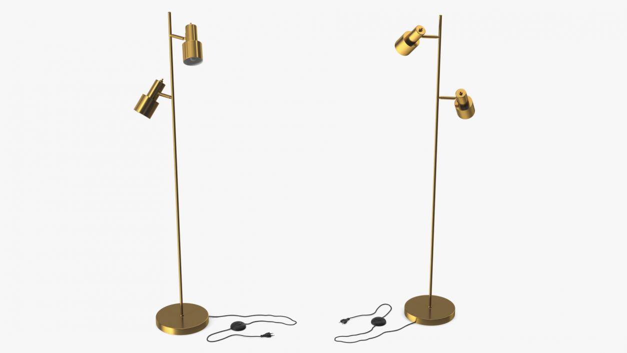 Two Shades Floor Lamp Brass 3D