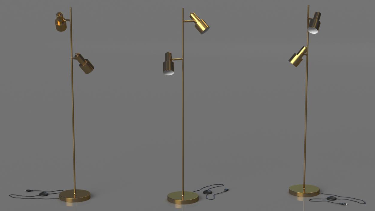 Two Shades Floor Lamp Brass 3D