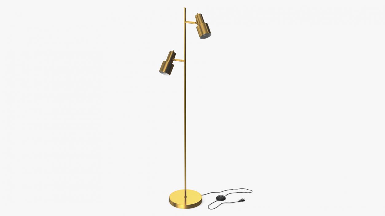 Two Shades Floor Lamp Brass 3D