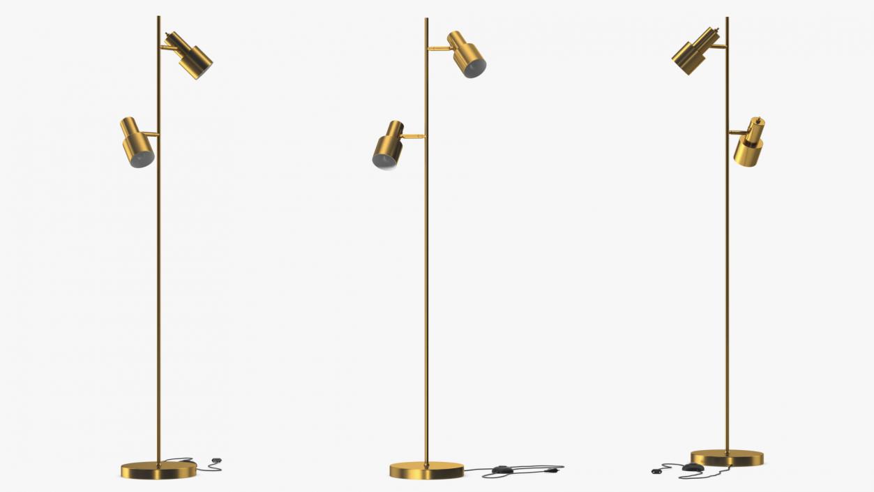 Two Shades Floor Lamp Brass 3D